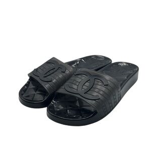 CHANEL PVC Transparent CC Flat Slide Sandals AUTHENTIC Size 36